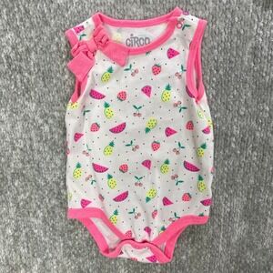 Circo Baby Girl 6-9M Fruit Print Sleeveless Bodysuit‎ Summer Outfit Neon